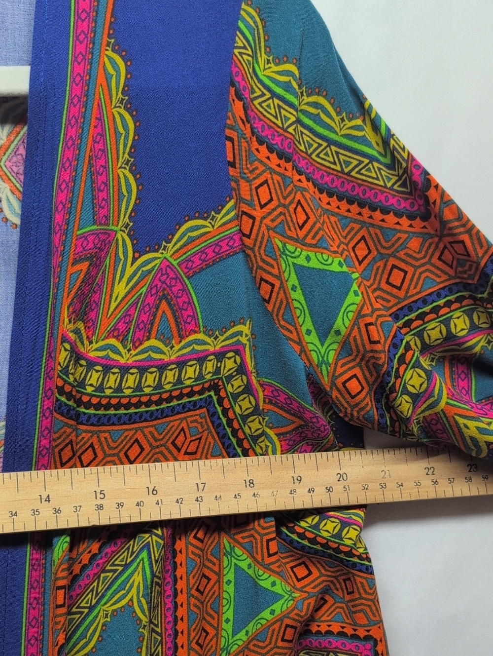231.Flying Tomato Vibrant Blue Multicolor Boho Kimono - Picture 4 of 5